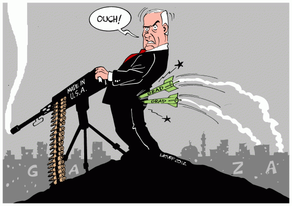 صور  كاريكاتير كارلوس لاتوف,صور كارلوس لاتوف عن غزة ومحمد مرسى Netanyahu-gaza-missiles