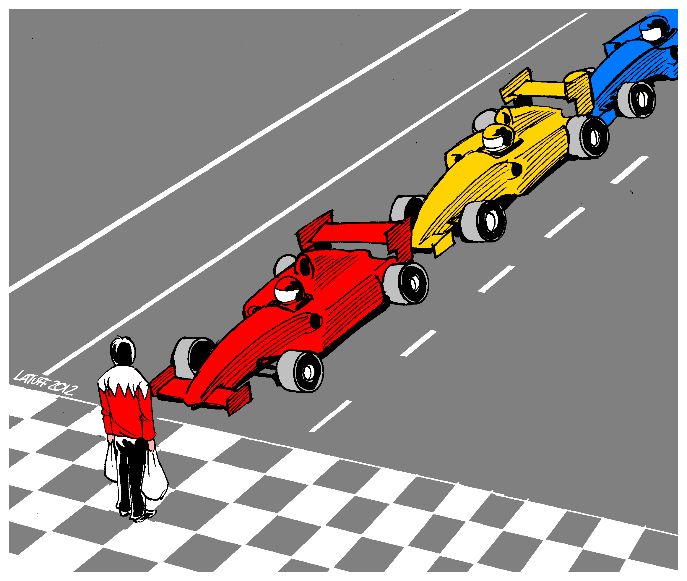 Cartoon – #F1 in #Bahrain: The Tank Man | Latuff Cartoons