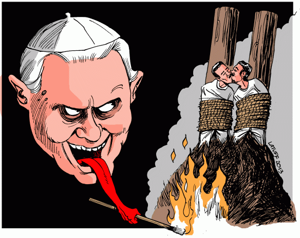 Pope Benedict XVI and gays, cartoon